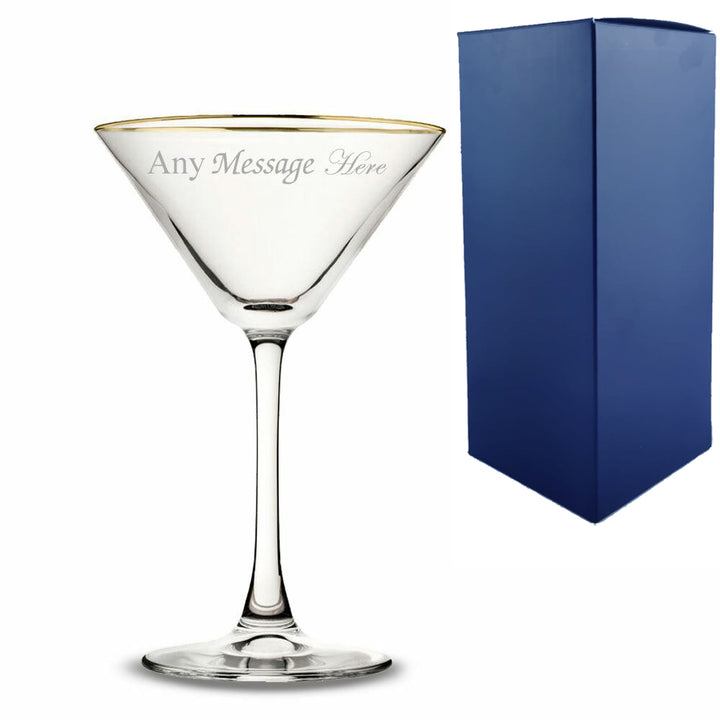 Engraved Gold Rim Enoteca Martini Glass Image 2