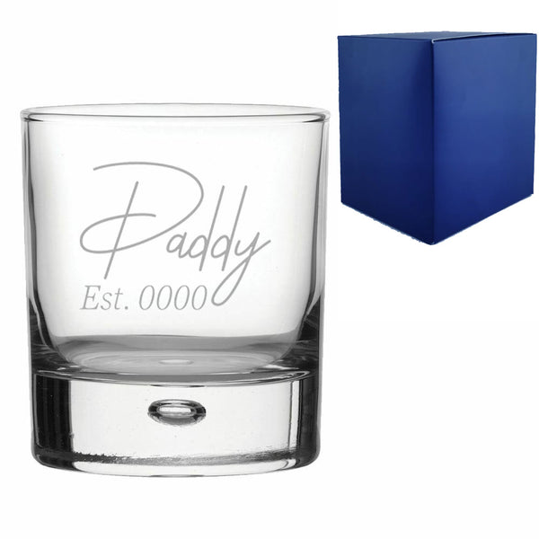 Engraved Bubble Whisky Glass, Daddy Est. Date Design - part of the  collection