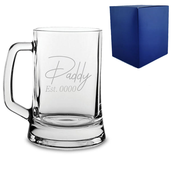 Engraved Beer Mug With Daddy Est. Date Design - part of the  collection