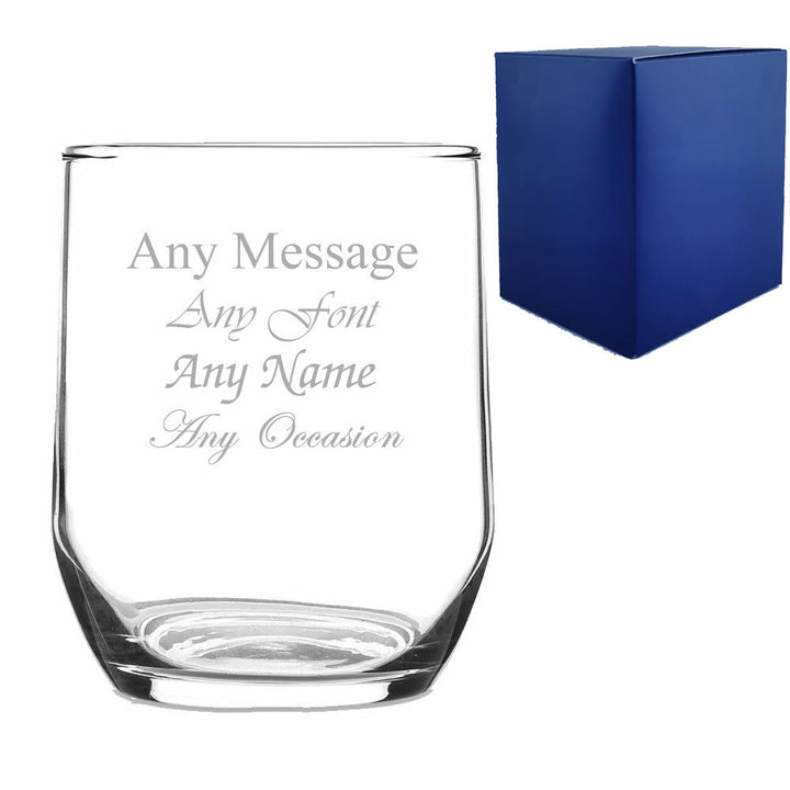 Engraved Sude Whisky Glass Stemless Gin Tumbler - part of the  collection