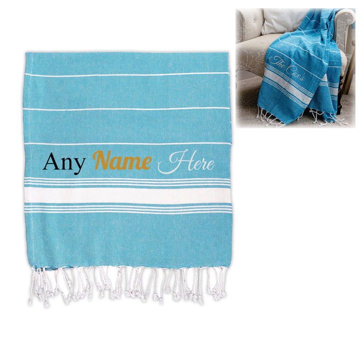 Personalised Turkish Style Cotton Light Blue Towel - part of the  collection