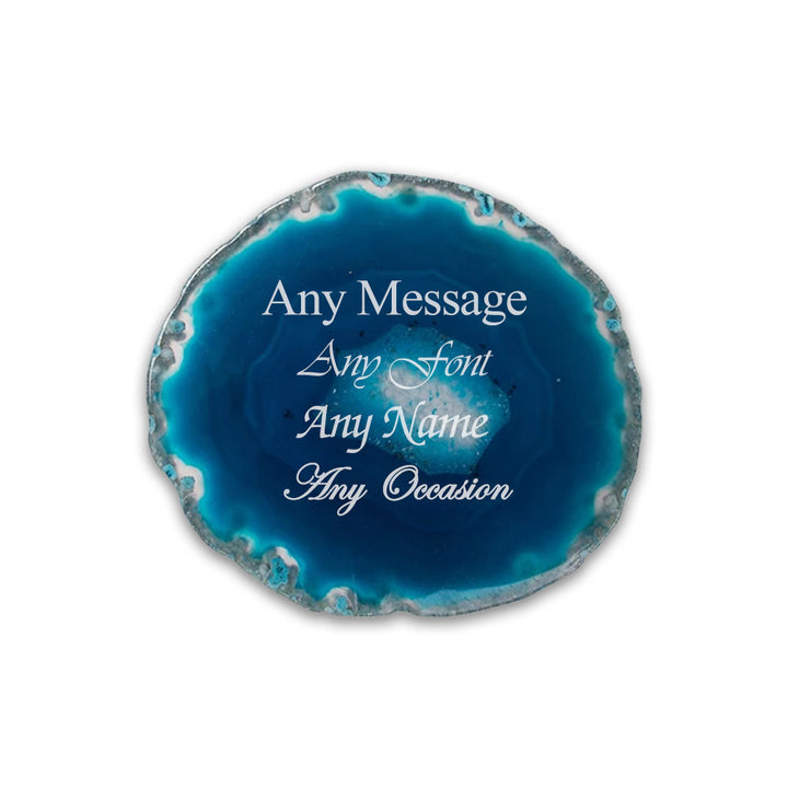 Engraved Dark Blue Agate Rock Coaster - part of the Gifts Finder  collection