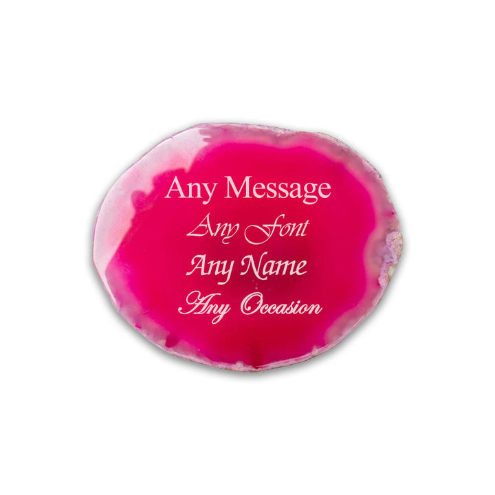 Engraved Pink Red Agate Rock Coaster - part of the Gifts Finder  collection