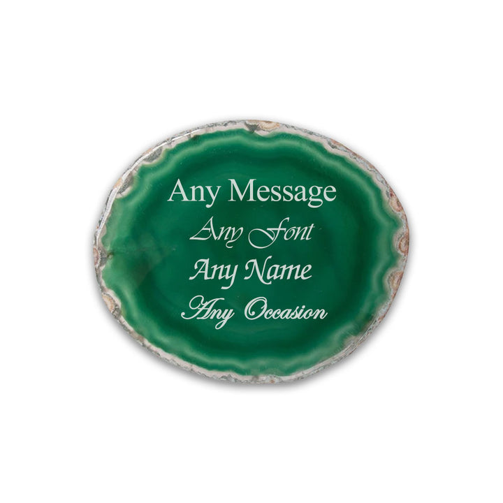 Engraved Dark Green Agate Rock Coaster - part of the Gifts Finder  collection