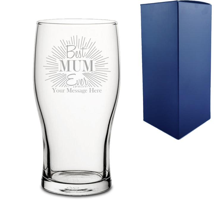 Engraved Pint Glass with Best Mum Ever Design - part of the Gifts Finder Personalised Beer Pint Glasses And Tankards collection