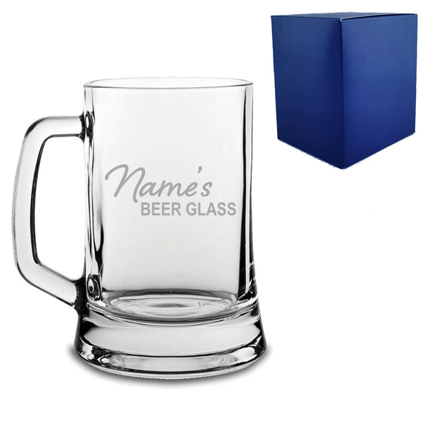 Engraved Beer Mug Tankard with Name's Beer Glass Design