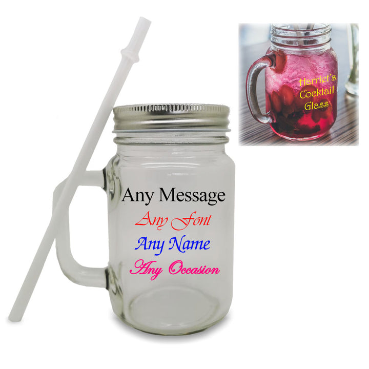 Colour Printed Mason Jar, Personalise with Any Message Image 2