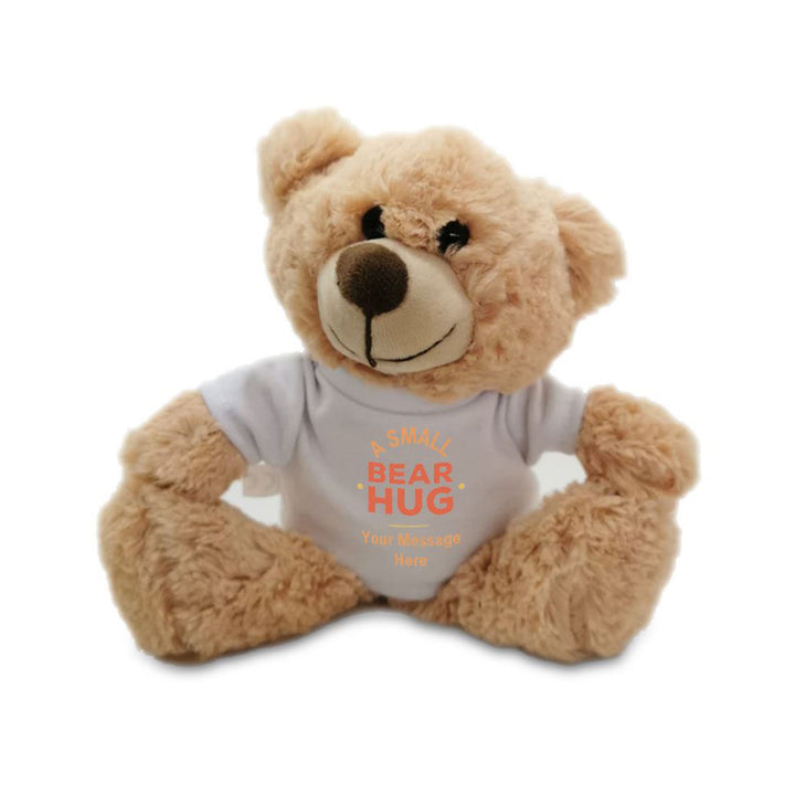 Soft Light Brown Teddy Bear Toy with T-shirt with Small Bear Hug Design