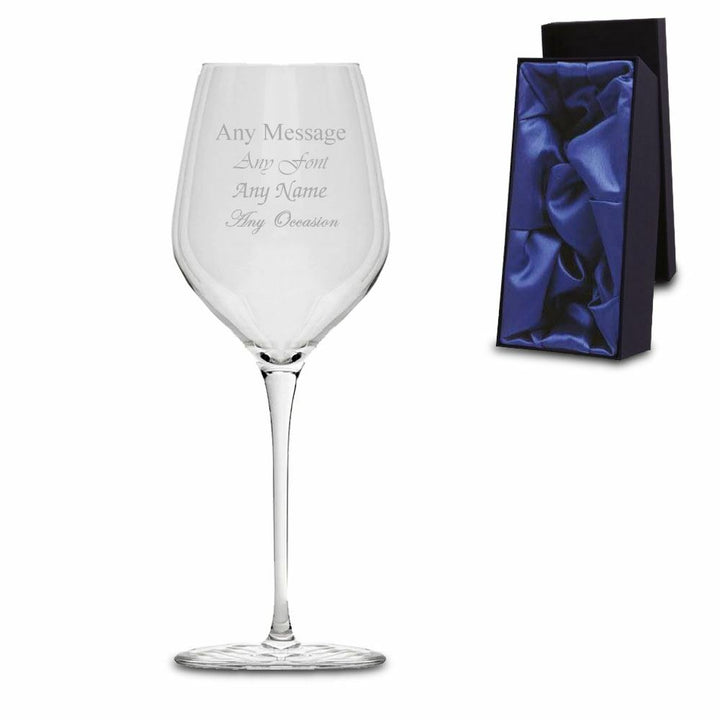 Engraved Wine Glass with Premium Satin Lined Gift Box Image 1