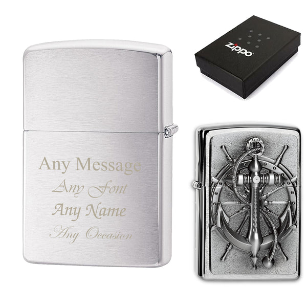 Engraved Anchor Emblem Official Zippo Windproof Lighter - part of the Gifts Finder  collection