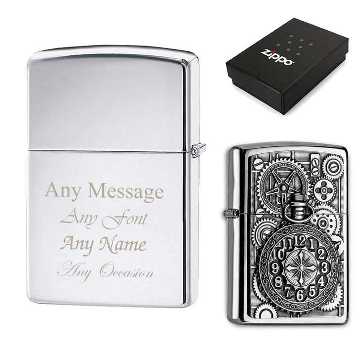 Engraved Clock Emblem Official Zippo Windproof Lighter - part of the Gifts Finder  collection