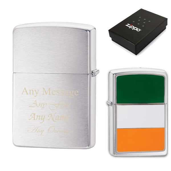 Engraved Ireland Flag Official Zippo Windproof Lighter - part of the Gifts Finder  collection