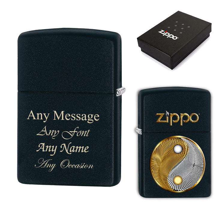 Engraved Gold and White Ying and Yang Official Zippo Windproof Lighter - part of the Gifts Finder  collection