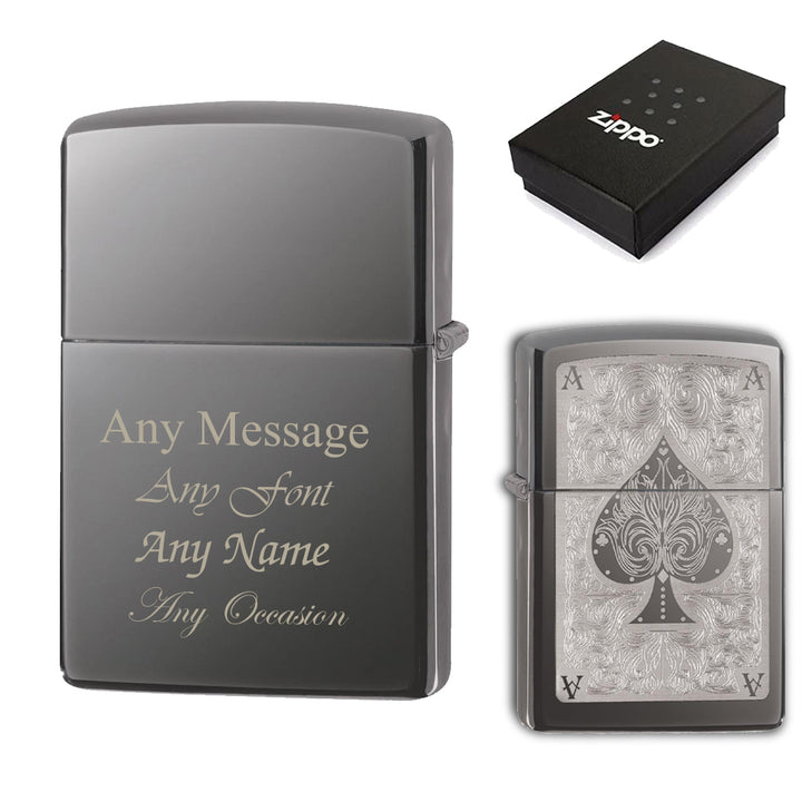 Engraved Filigree Ace of Spades Official Zippo Windproof Lighter - part of the Gifts Finder  collection