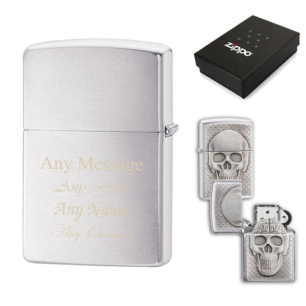 Engraved Skull with Brain Surprise Official Zippo Windproof Lighter Image 1