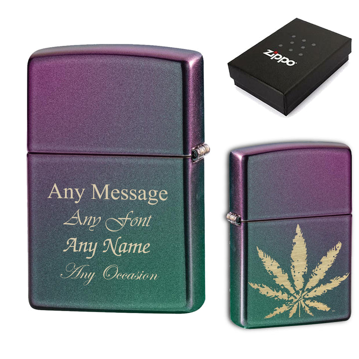 Engraved Iridescent Leaf Official Zippo Windproof Lighter - part of the Gifts Finder  collection