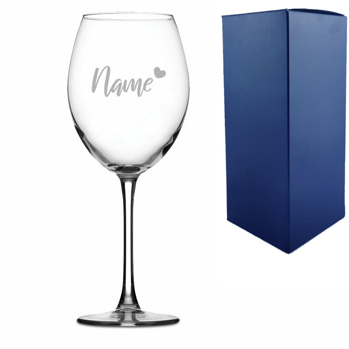 Engraved Enoteca Wine Glass with Name and Heart Design Image 2