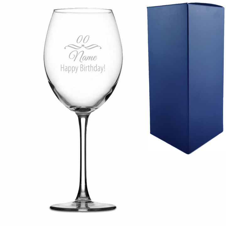 Engraved Enoteca Wine Glass with Flourish Birthday Design Image 2