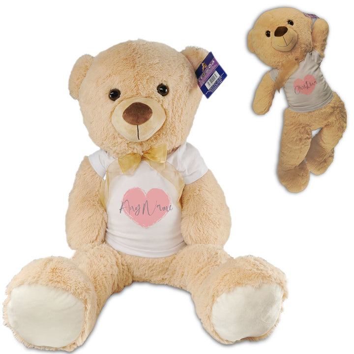 Large Teddy Bear with T-Shirt with Name in Heart Design - part of the Gifts Finder  collection