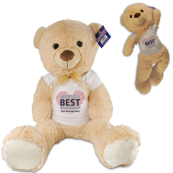 Large Teddy Bear with T-Shirt with World's Best Boyfriend Design - part of the Gifts Finder  collection