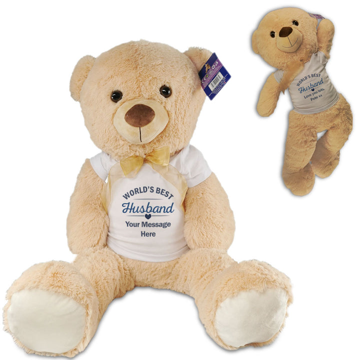 Large Teddy Bear with T-Shirt with World's Best Husband Design - part of the Gifts Finder  collection