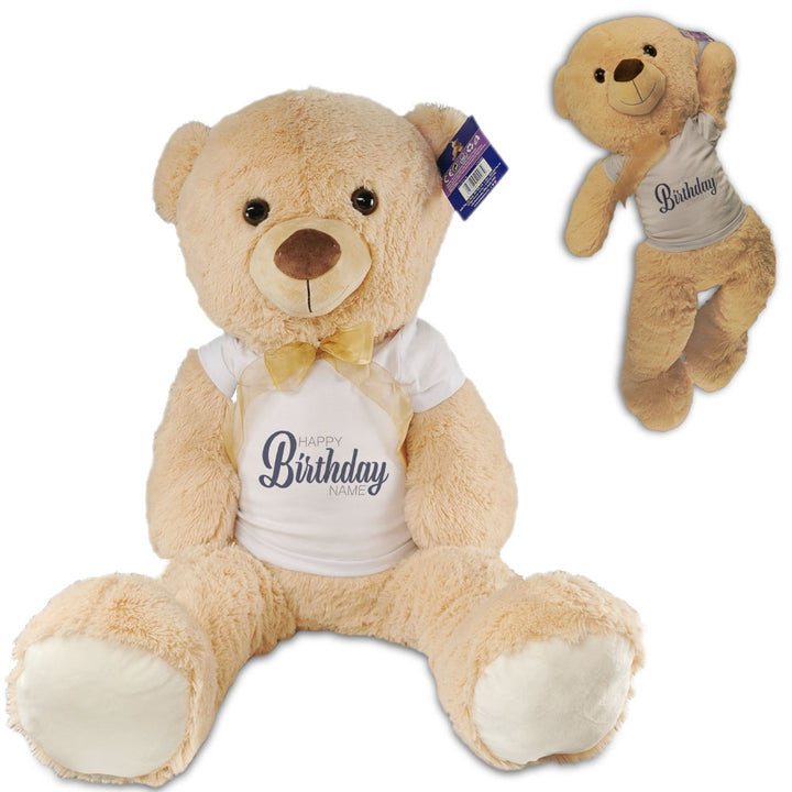 Large Teddy Bear with T-Shirt with Happy Birthday Name Design - part of the Gifts Finder  collection