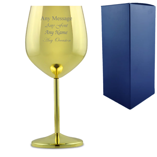 Engraved Gold Metal Wine Glass Image 1