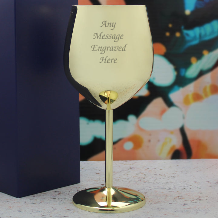 Engraved Gold Metal Wine Glass Image 4