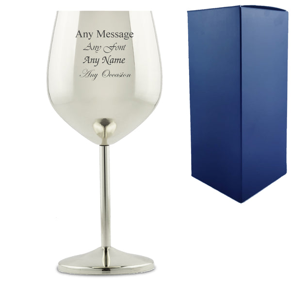 Engraved Silver Metal Wine Glass - part of the Gifts Finder  collection