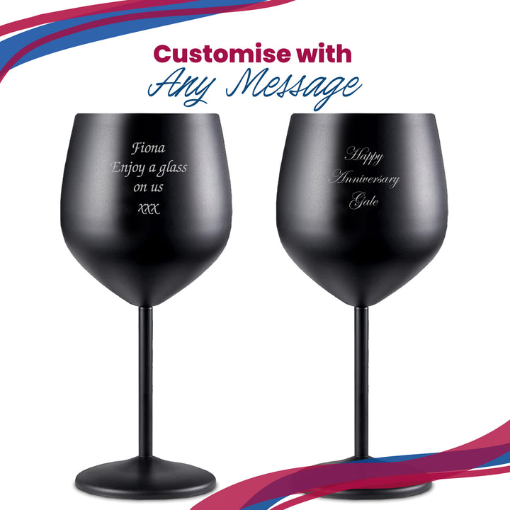 Engraved Matte Black Metal Wine Glass