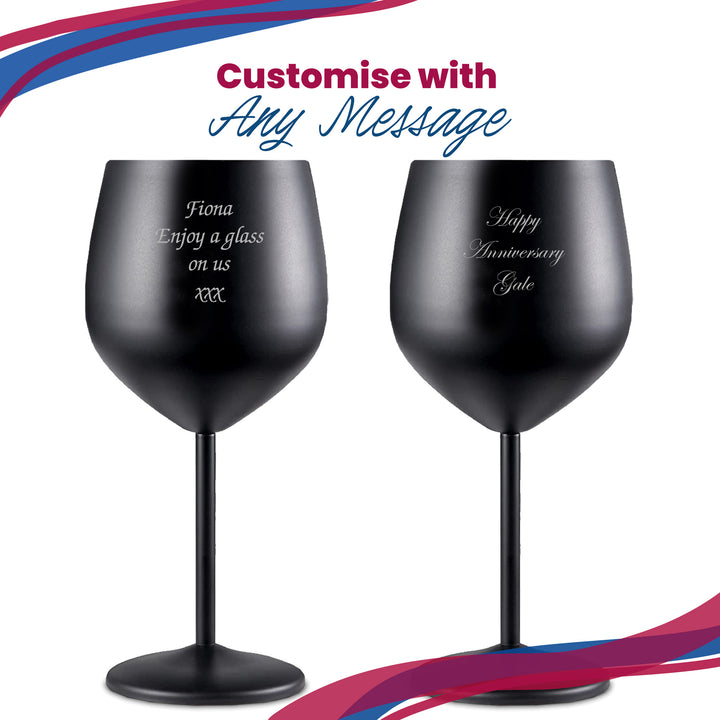 Engraved Matte Black Metal Wine Glass Image 4