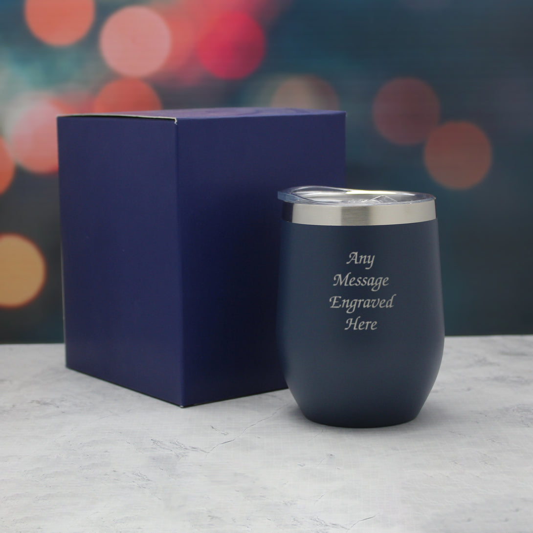 Engraved Dark Blue Insulated Travel Cup - part of the Gifts Finder Personalised Travel Cups & Mugs collection