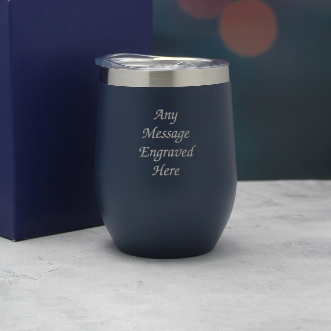 Engraved Dark Blue Insulated Travel Cup - part of the Gifts Finder Personalised Travel Cups & Mugs collection