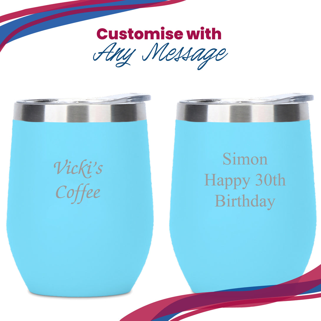 Engraved Light Blue Insulated Travel Cup - part of the Gifts Finder Personalised Travel Cups & Mugs collection