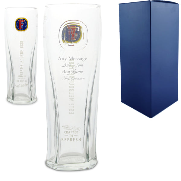 Engraved Fosters Pint Glass - part of the Personalised Beer Pint Glasses And Tankards collection