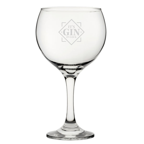 It's Gin O'Clock - Engraved Novelty Gin Balloon Cocktail Glass - part of the  collection