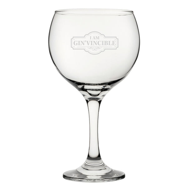 I Am Gin'Vincible - Engraved Novelty Gin Balloon Cocktail Glass Image 1