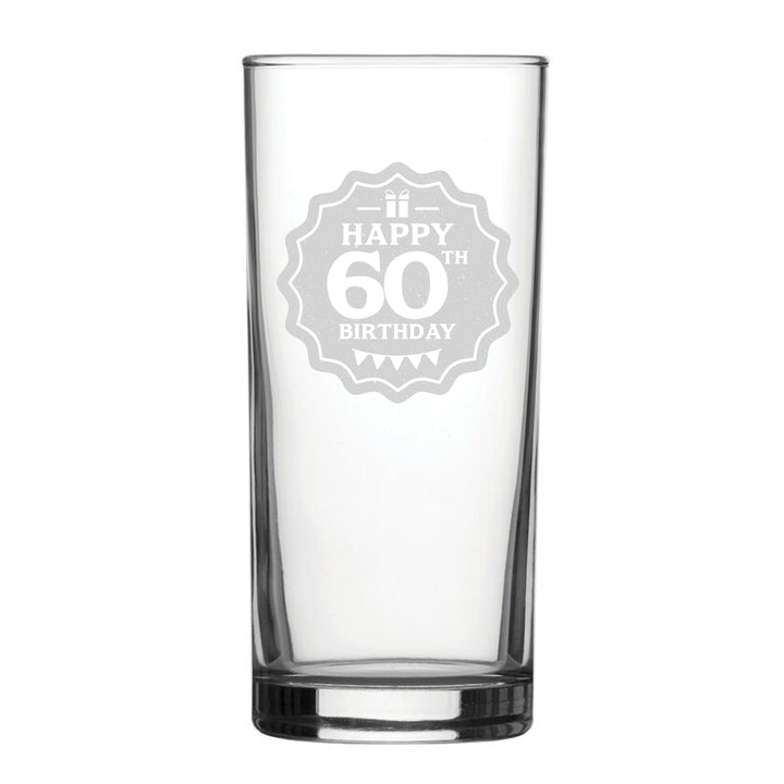 Happy 60th Birthday - Engraved Novelty Hiball Glass Image 1