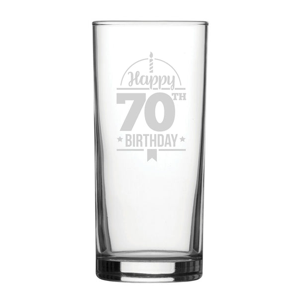 Happy 70th Birthday - Engraved Novelty Hiball Glass Image 1