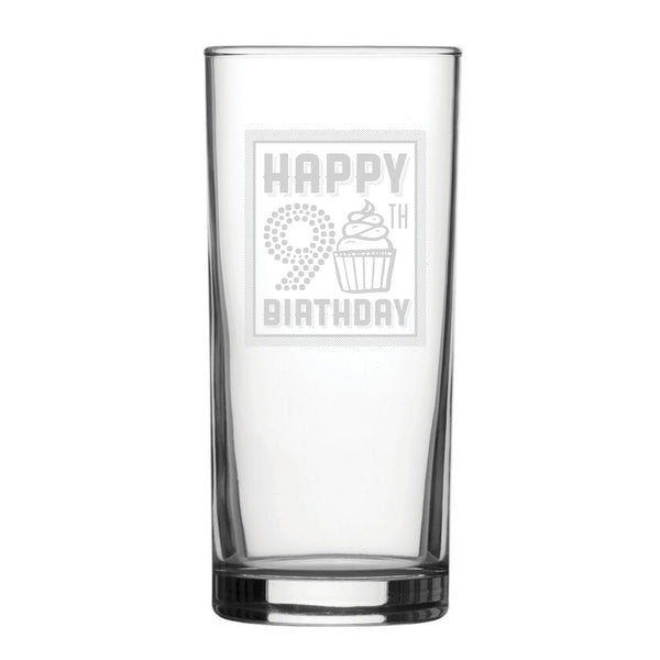 Happy 90th Birthday - Engraved Novelty Hiball Glass - part of the  collection