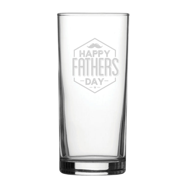 Happy Fathers Day Moustache Design - Engraved Novelty Hiball Glass - part of the  collection