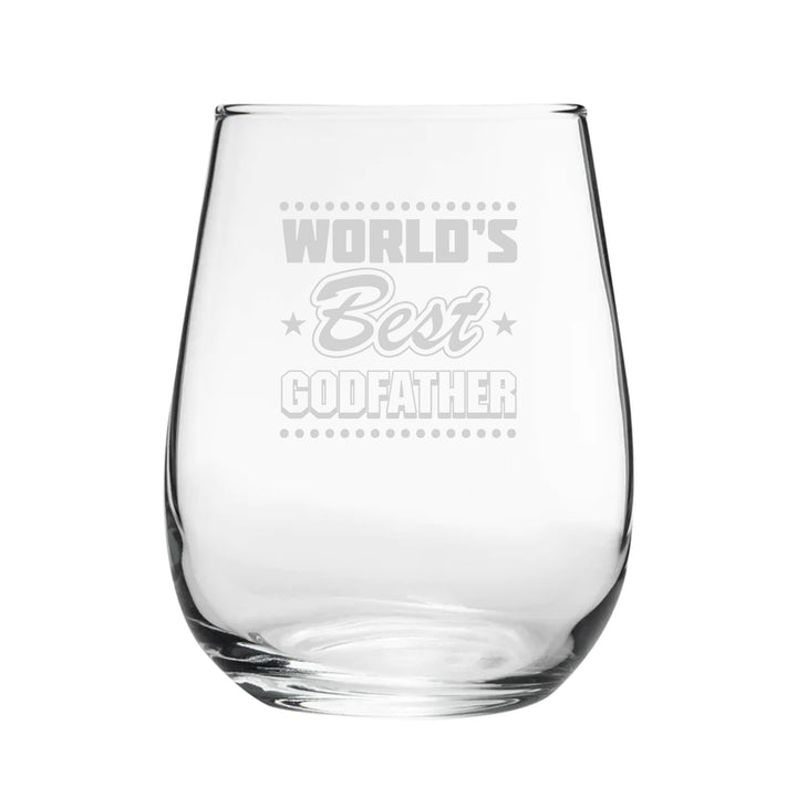 World's Best Godfather - Engraved Novelty Stemless Wine Gin Tumbler