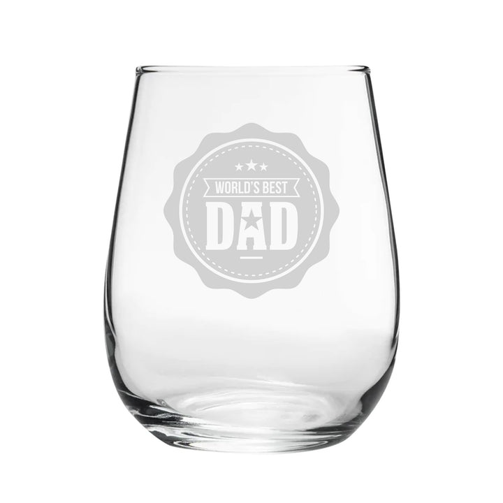 World's Best Dad - Engraved Novelty Stemless Wine Gin Tumbler Image 1