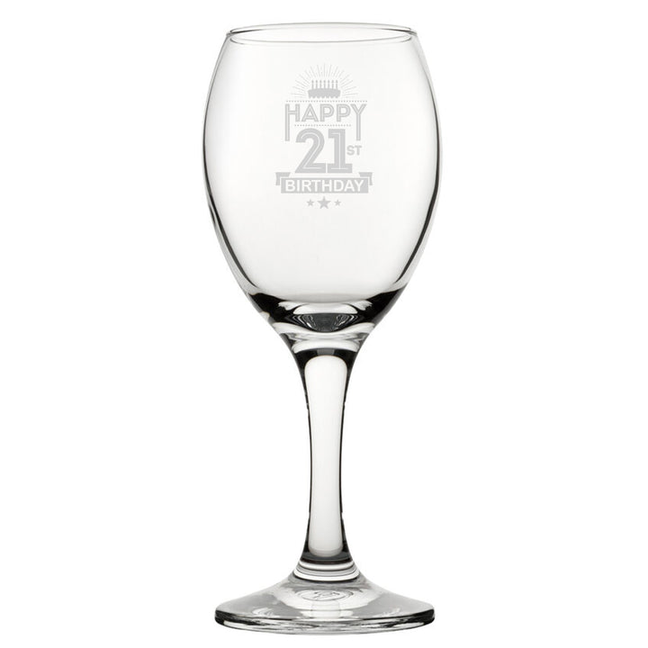 Happy 21st Birthday Cake - Engraved Novelty Wine Glass Image 2