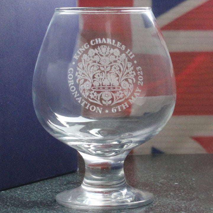 Engraved Commemorative Coronation of the King Brandy Cognac Glass - part of the  collection