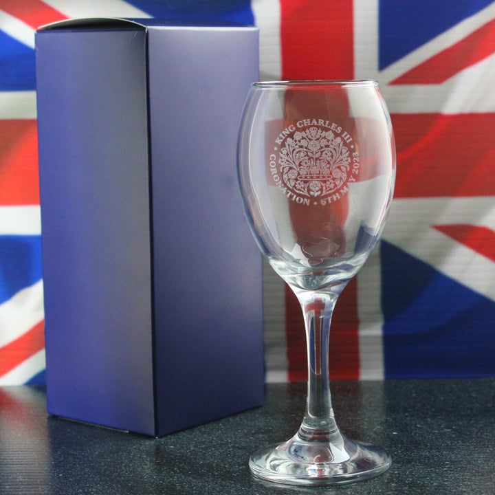 Engraved Commemorative Coronation of the King White Wine Glass - part of the  collection