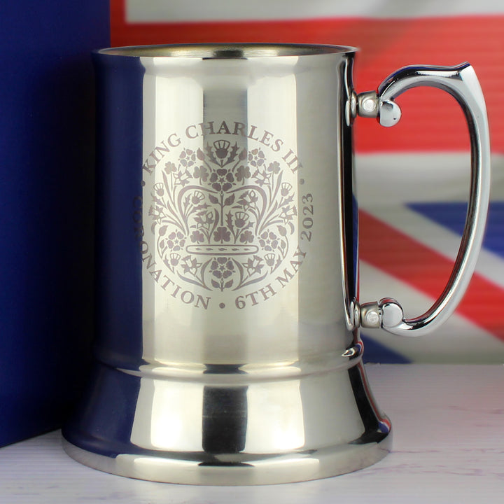 Engraved Commemorative Coronation of the King Stainless Steel Tankard - part of the  collection