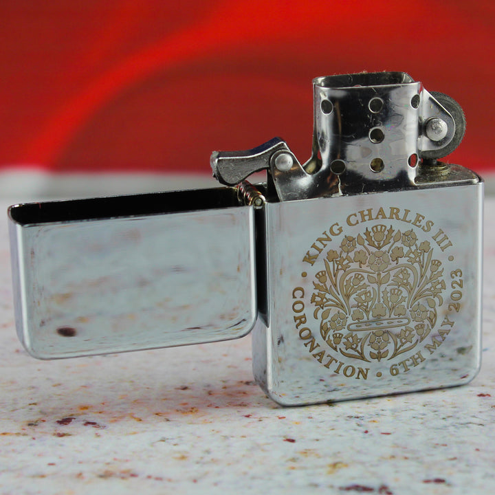 Engraved Commemorative Coronation of the King Silver Lighter