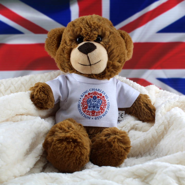 Printed Commemorative Coronation of the King Dark Brown Teddy Image 3