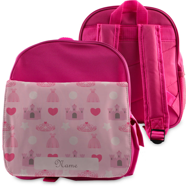 Printed Kids Pink Backpack with Princess Design, Customise with Any Name in gift category 